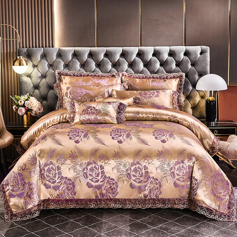Brushed satin jacquard four-piece set, high-end European wedding four-piece set, Tencel modal cotton bedding