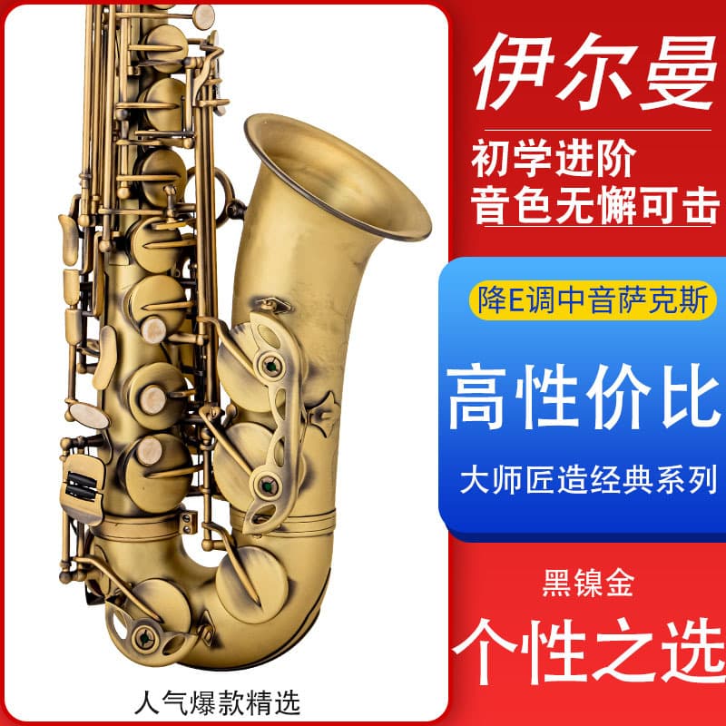 Yilman Alto Eb Saxophone Instrument, Antique Green Finish Saxophone Y-AS-8860 for Beginners and Performance