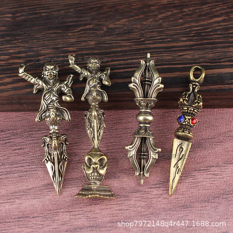 Brass retro old Tibetan Tantric instrument large vajra pestle angry lotus master subduing the demon pestle ornaments