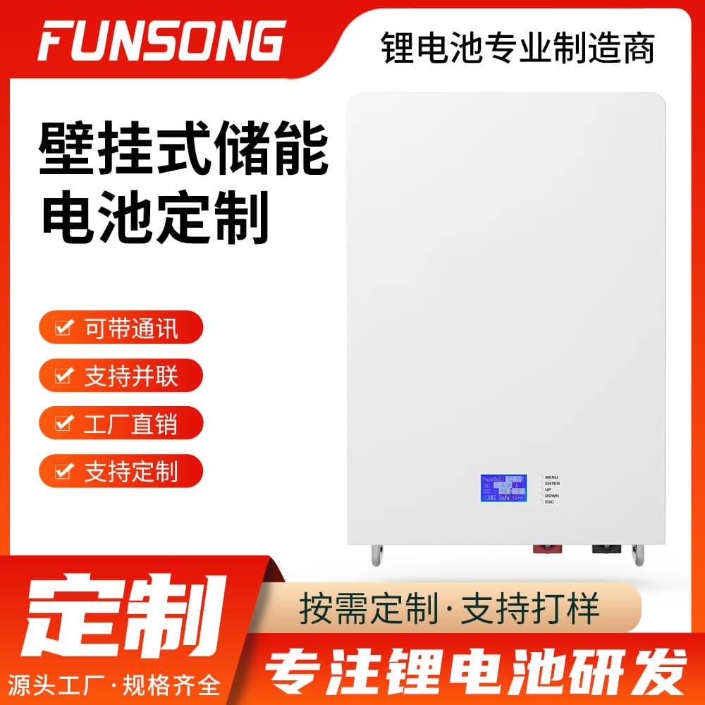Wall-mounted home energy storage battery manufacturer, custom photovoltaic energy storage system, 48V/51.2V lithium iron phosphate battery pack.