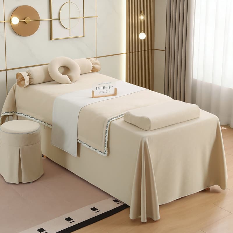 Knitted Cotton Beauty Bed Cover Four-Piece Set High-End Luxury Massage Therapy Sheet Universal for Beauty Salons