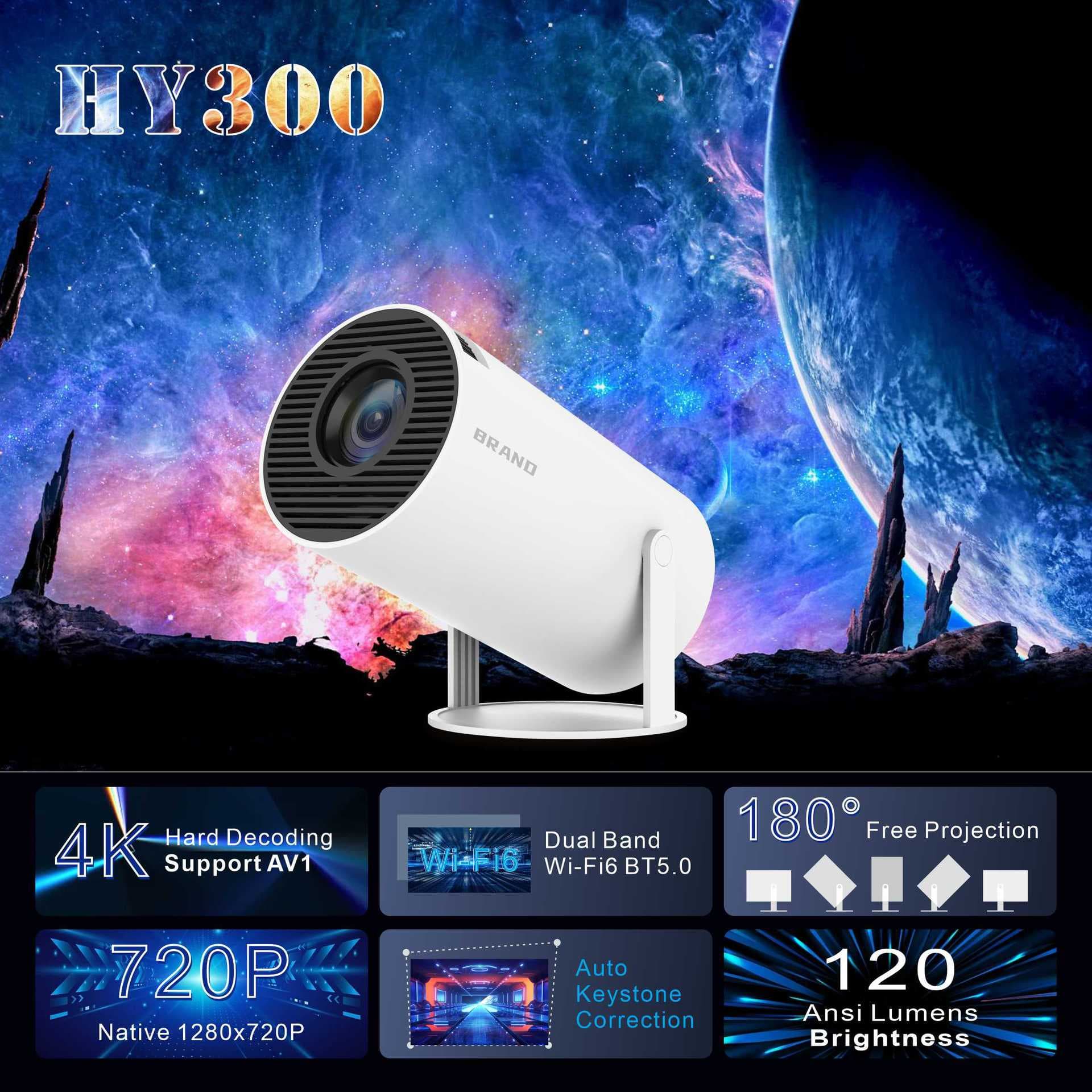 HY300Pro/HY300 Projector Home 4K HD Living Room Wall Projection Wireless Portable Projector