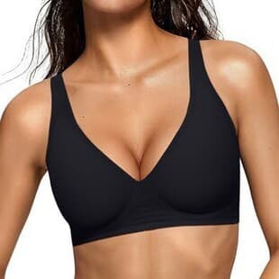 OEAK Women T-Shirt Push-Up Bra Deep V Bra Wire-Free Comfort Bra Support Wire-Free Bra