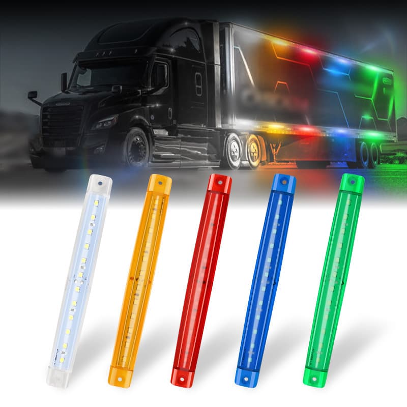 Export Hot Selling Truck High Brightness 12-LED Ultrasonic Side Light 24V Truck Warning Light LED Strip Light Clearance Light