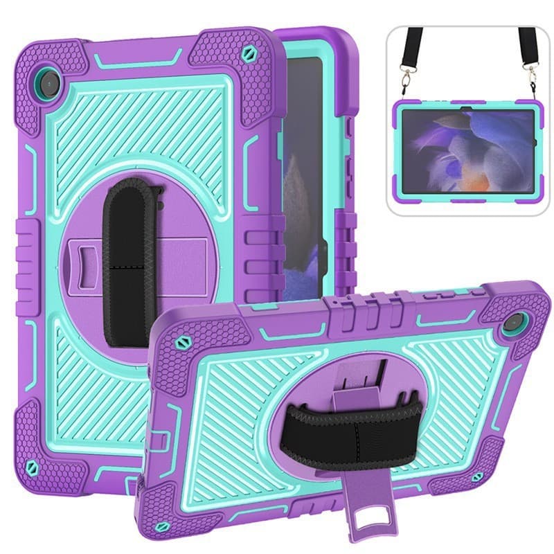 Compatible with Samsung Tab A9 Plus Strap Silicone Anti-Drop Tablet Case Samsung Tab Stand Rotating Protective Case