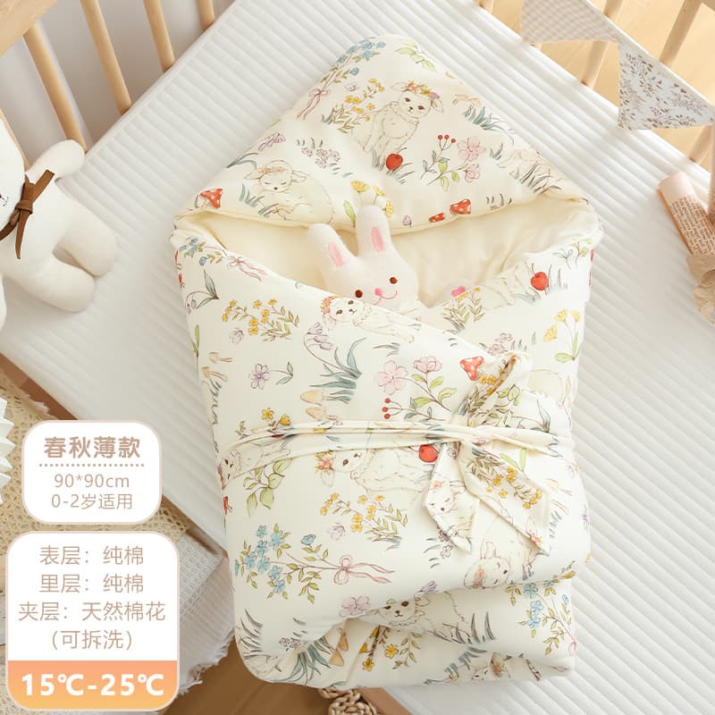 Newborn Baby Cotton Swaddle Wrap, Class A Pure Cotton, Maternity Ward Blanket for Infants, All-Season