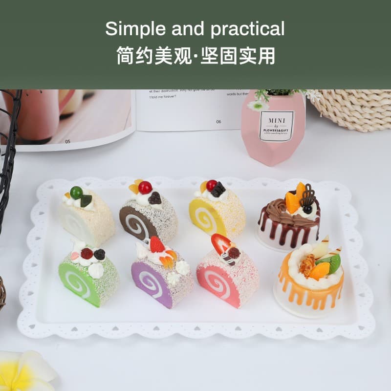 European Style Plastic Fruit Platter Mousse Plate Snack Tray Rectangular Cake Plate Dessert Plastic Tray Cup Holder