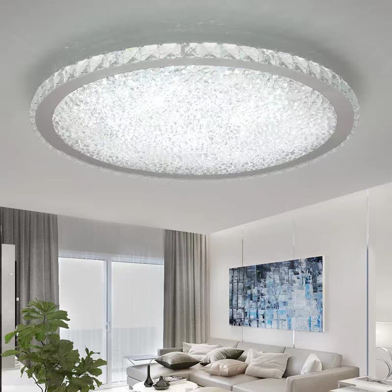 Modern Minimalist Round LED Crystal Ceiling Light for Bedroom Living Room, New Luxury Romantic Style
