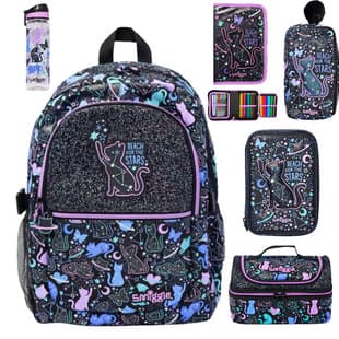 Australian Smiggle Kids Backpack Large Capacity Starry Cat Design, Cartoon Casual Backpack for Primary School Students