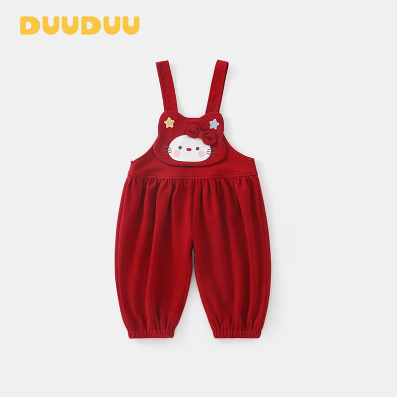 Duuduu Autumn Clothing 2025 Red Children's Long Pants A-Class Baby Pants for Infant Girls Overalls