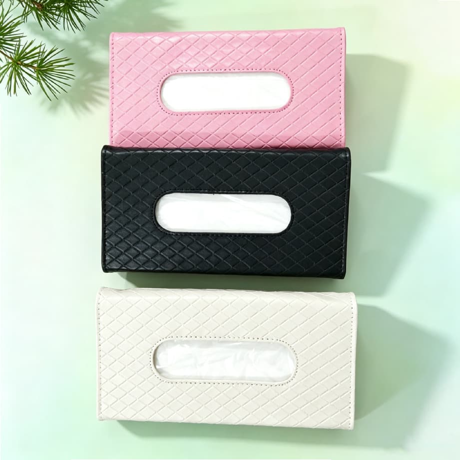 Factory direct sales wholesale leather sewing car tissue box rhombus car tissue box