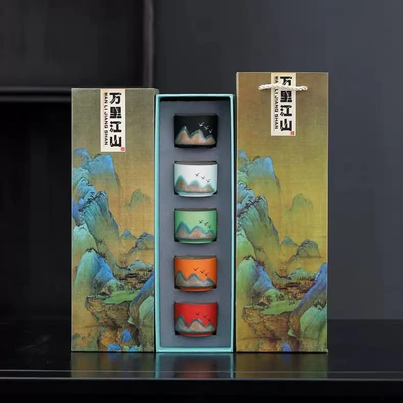 Wanli Landscape Master Cup Four-Color Cup Gift Souvenir Personal Tea Cup Event Souvenir Wholesale Print Logo