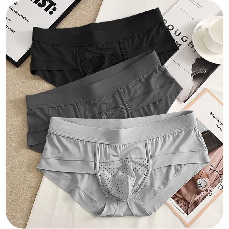 Solid color men's pants breathable mesh men's underwear new comfortable briefs men's sexy stretch underwear for men