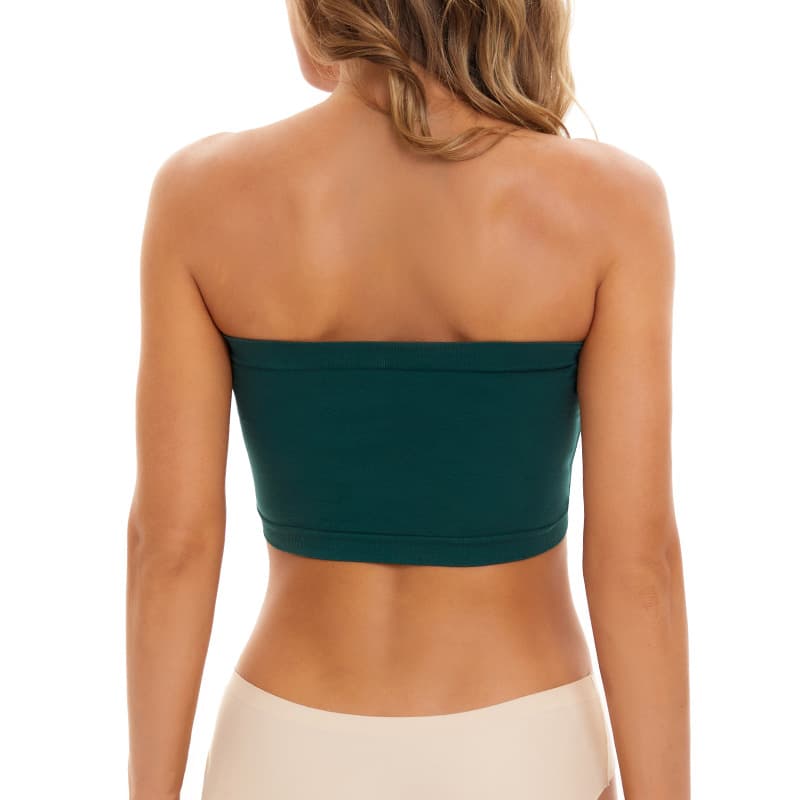 Plus Size Women's Seamless Wire-Free Strapless Bandage Bra, Bust Minimizer in Green