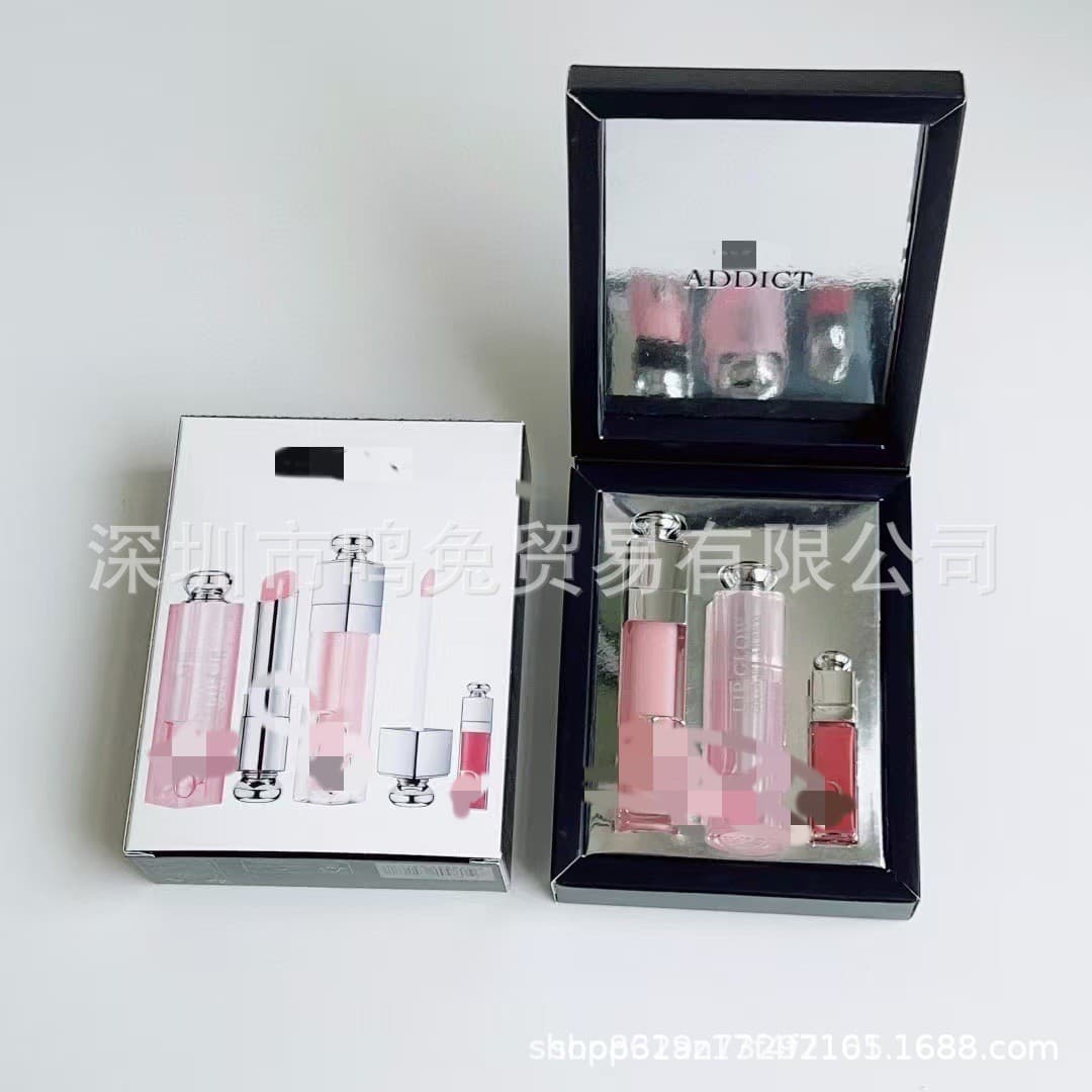 Cross-border Foreign Trade Dior Lip Care Three-Piece Set Collaboration Edition Valentine's Day Full Size Color-Changing 001 Lip Plumper 001