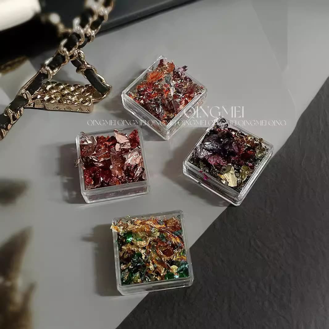 Qingmei Japanese-style nail art colorful crushed gold foil, burnt rock colorful tin foil paper, gold and silver foil, colorful foil