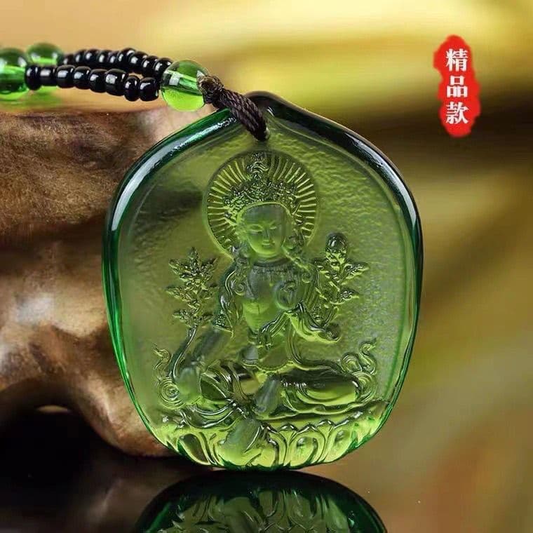 Glass Medicine Buddha Pendant, Buddha Statue Necklace Accessory