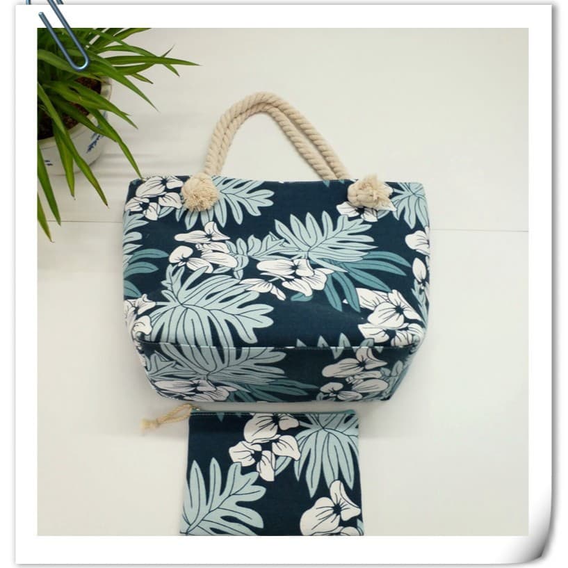 2019 New Fashion Women's Bag Canvas Shoulder Bag Large Capacity Simple Printed Versatile Handbag Hemp Rope Canvas Bag