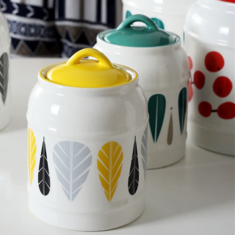 Cross-border Cat and Dog Pet Ceramic Storage Jar Sealed Can Dog and Cat Food Snack Ceramic Storage Container Food Storage Bin with Logo