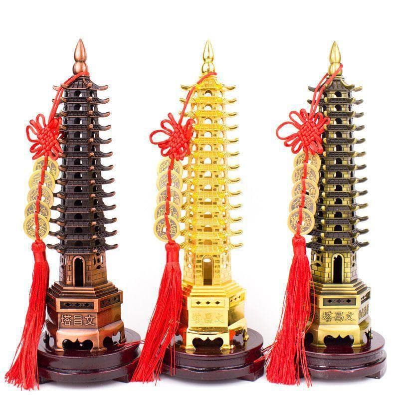 Alloy Bronze-filled Wenchang Pagoda for Boys and Girls 9-layer 13-layer Thirteen-layer Office Study Room Decorative Ornament Craft Item Nine