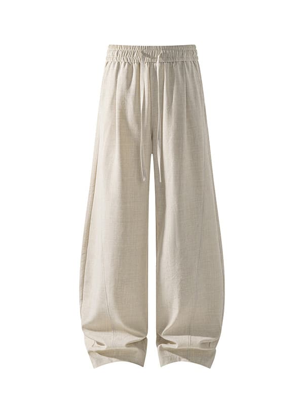 Summer Thin Old Money Style Linen-Like Flowy Pants Loose Wide-Leg Casual Lounge Trousers Straight-Leg Versatile Leisure Pants
