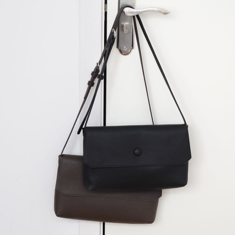 Sally fetal cowhide button handbag genuine leather women's bag minimalist crossbody shoulder small square bag commuter clutch