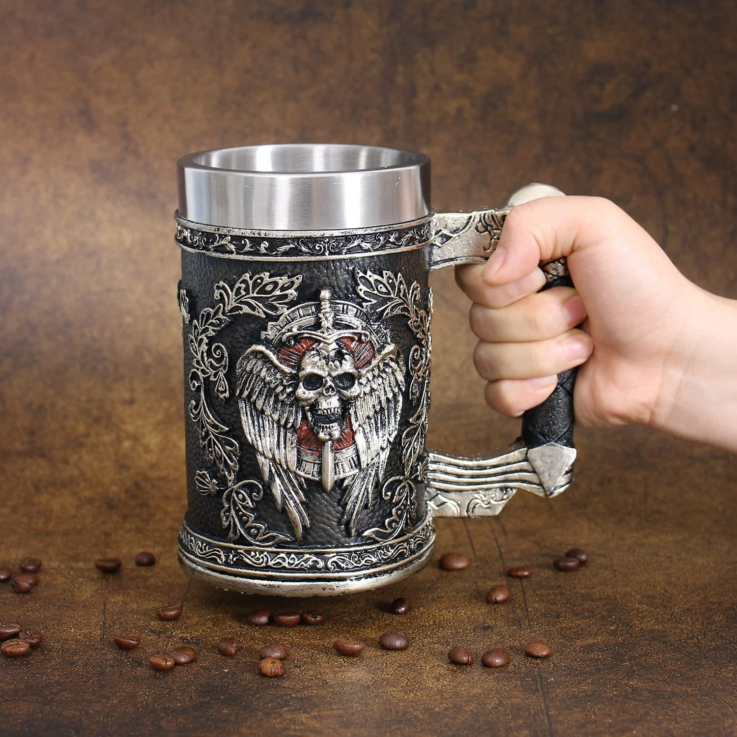 Cross-Border New Product Grim Reaper Beer Mug Skull Water Cup Personalized Stainless Steel Mug Large Capacity Angel Devil Cup