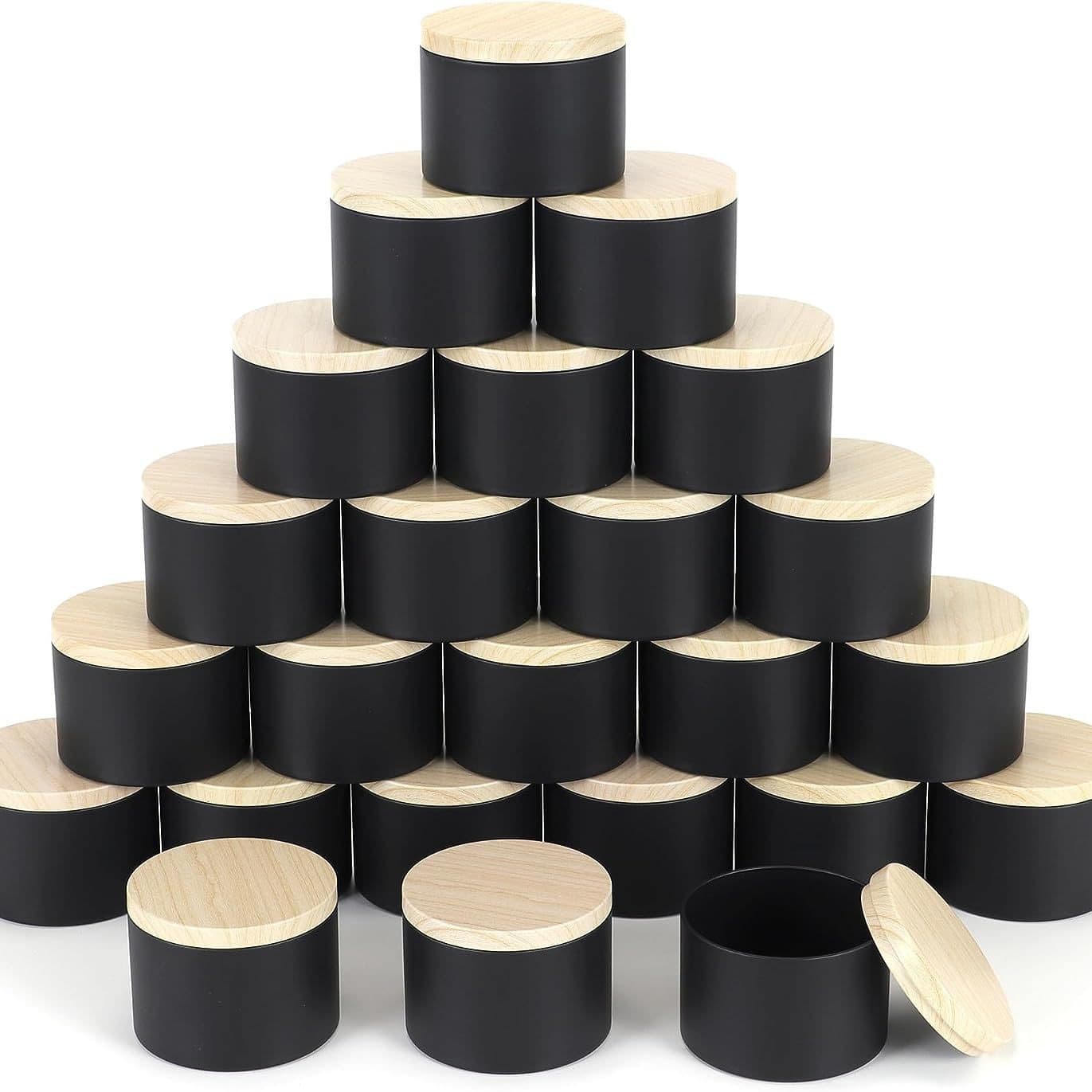Cross-border exclusive stock of 4oz candle jars, wood grain printed tin candle cups from manufacturers.