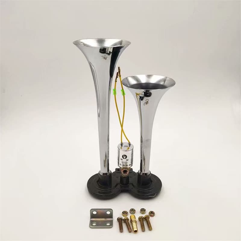 Truck Air Horn 12V 24V Bus High-Pitch Air Horn Modified Metal Dual Tube Electric Control Horn