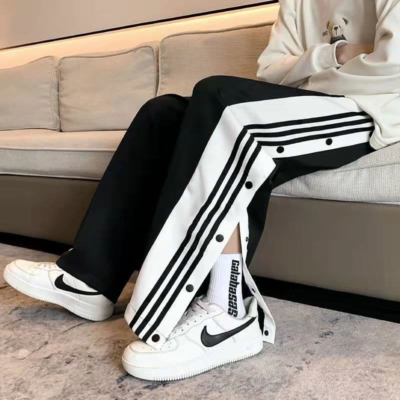 Spring and Autumn Quick-Release Full-Button Pants, Unisex Casual Versatile Student Side-Button Basketball Sports Pants, Trendy