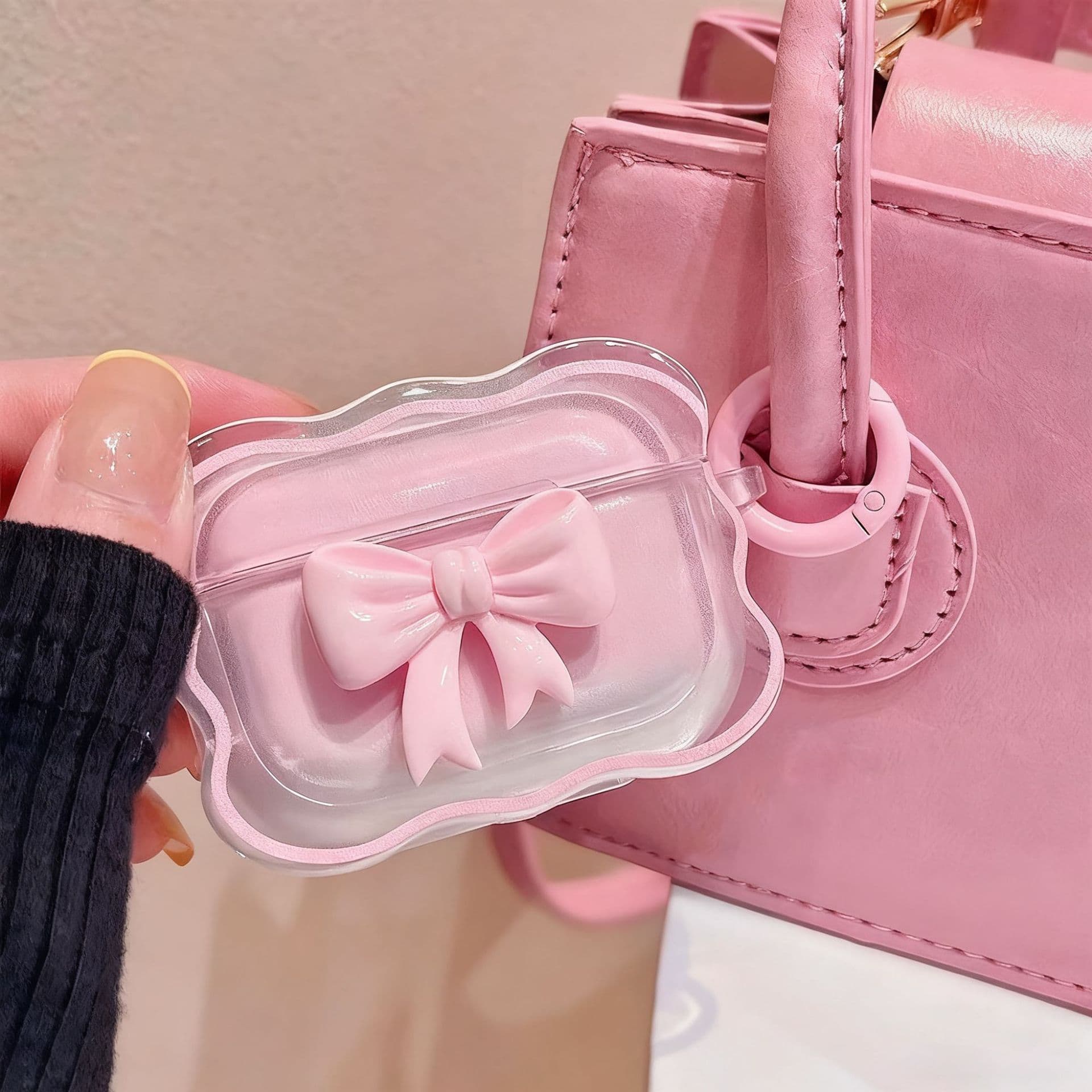 Gradient Bow Airpods Pro Case Compatible with Apple 1/2/3 Gen Wireless Bluetooth Silicone Cover