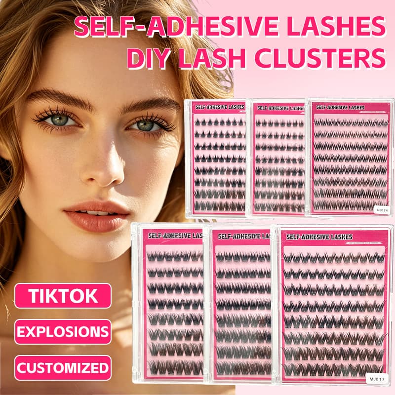 European and American popular glue-free false eyelashes 8 rows large capacity thick upper eyelashes mixed cross-border Asian DIYEYELASH