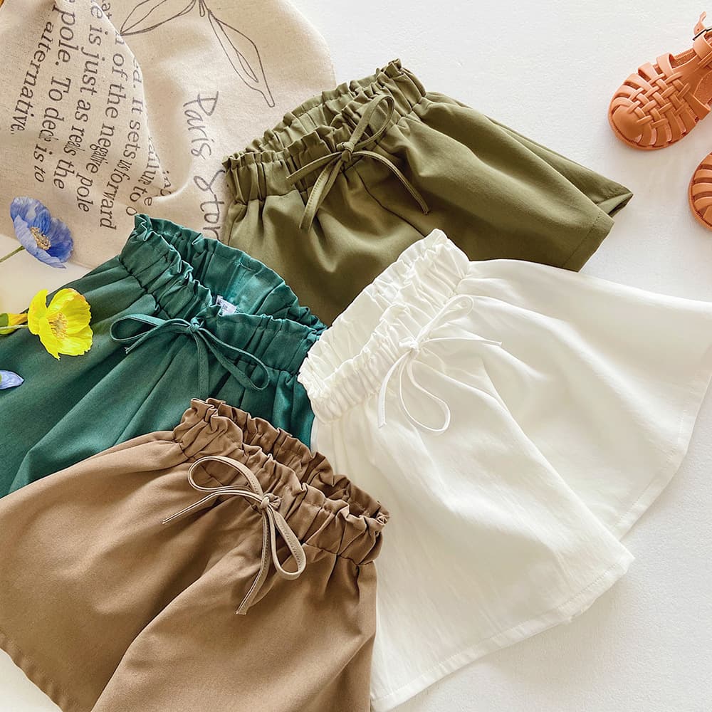 Children's Summer Korean Style New Girls Casual Shorts Toddler Skirt Shorts Solid Color Girls A-Line Shorts