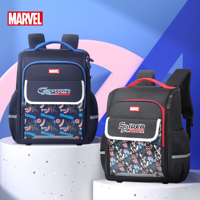 Authentic Disney Marvel Kids School Bag Primary 1-3 Grade Boys Anti-fatigue Lightweight Backpack Shoulder Strap System