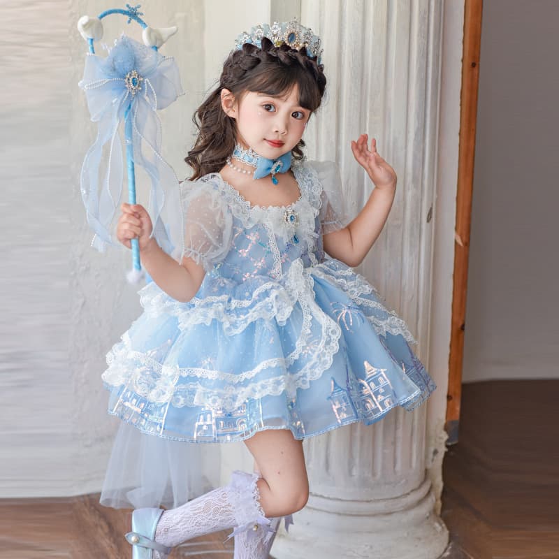 Girls Princess Dress 2025 Spring Summer New Children's Frozen Elsa Dress Princess Castle Gown