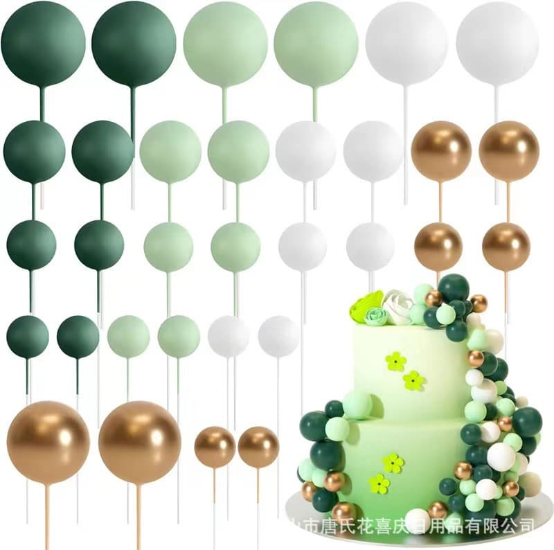 Cross-Border Set of Colored Decor Balls, 32-Piece Including Gold, Silver, and Colored Spheres, Bestseller for Birthday Party Cake Displays