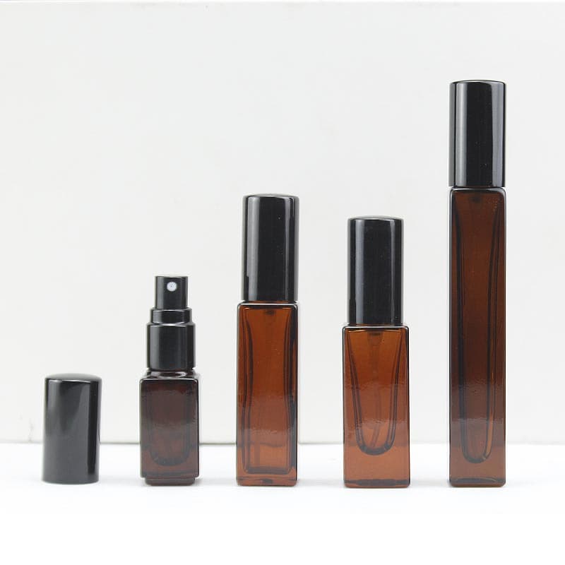 Brown Perfume Spray Bottle 3ml 5ml 10ml Square Perfume Glass Bottle Refillable Atomizer
