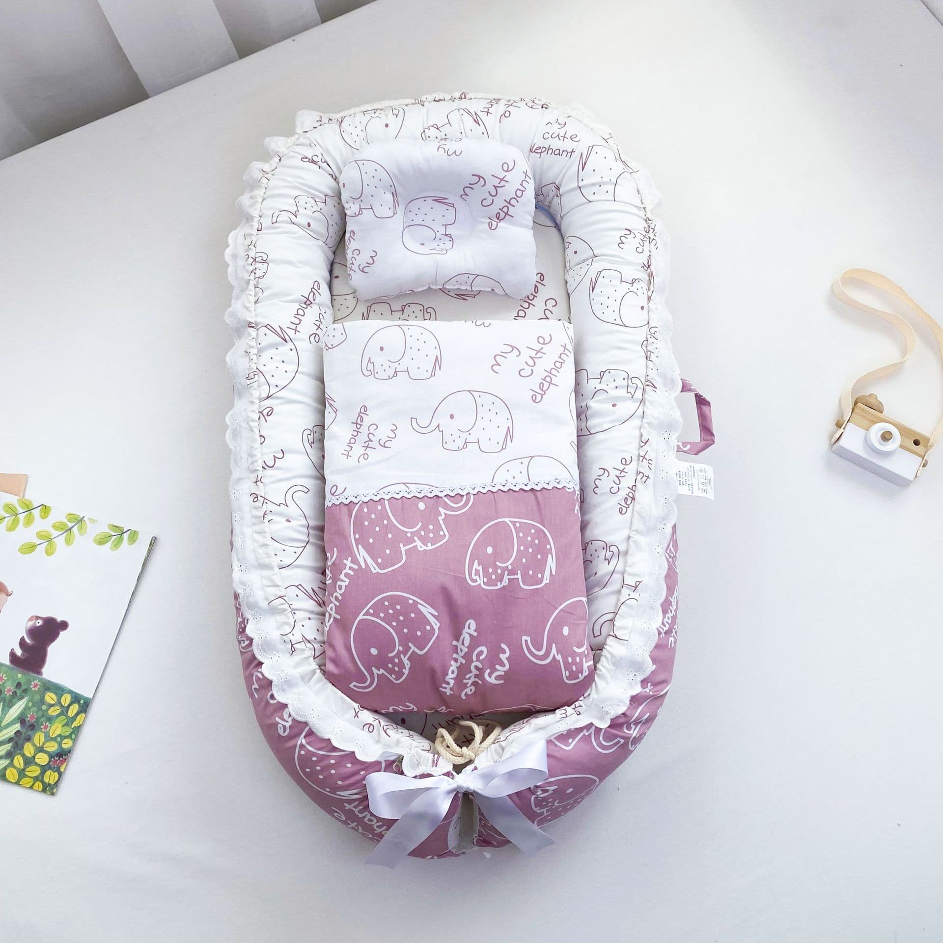 Cross-border all-cotton baby nest bed with blanket, direct cross-border supply, detachable and washable baby nest