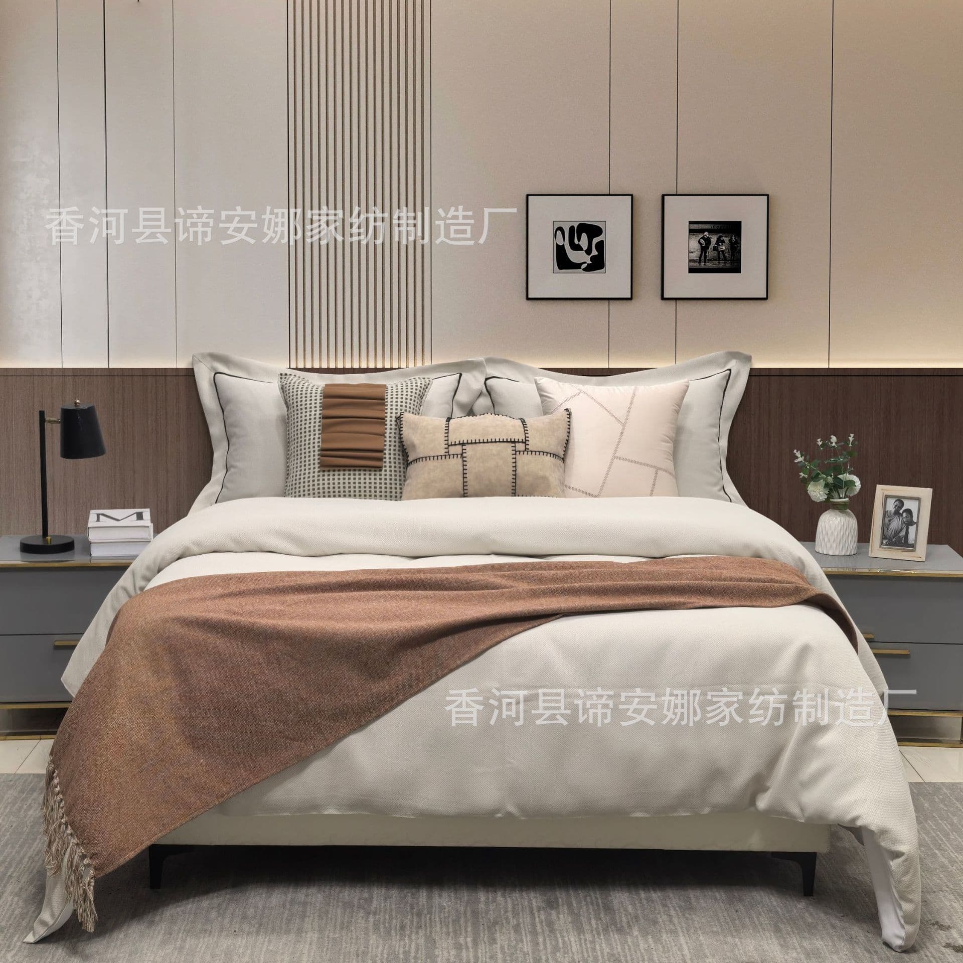 Furniture Showroom Bedding, Showroom Matching Bedding, Simple American Style, Modern Light Luxury Bedding Multi-Piece Set