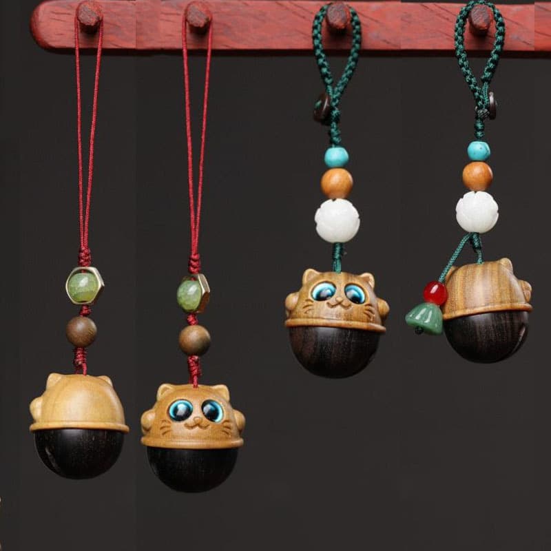 Green sandalwood sachet Doraemon DIY creative mobile phone pendant, necklace, keychain, bag charm, accessory.