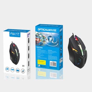 X1 Neutral Wired USB Mouse for Home Office Business Notebook Desktop 7-Color Glowing Wholesale Export