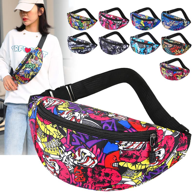 New waist bag for men and women, casual crossbody bag with print, fitted, low-priced, suitable for street vendors, wallet, travel backpack