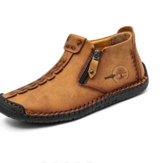 Men's Casual Handmade Boots Leather Shoes Men's Comfortable Slip-on Boots