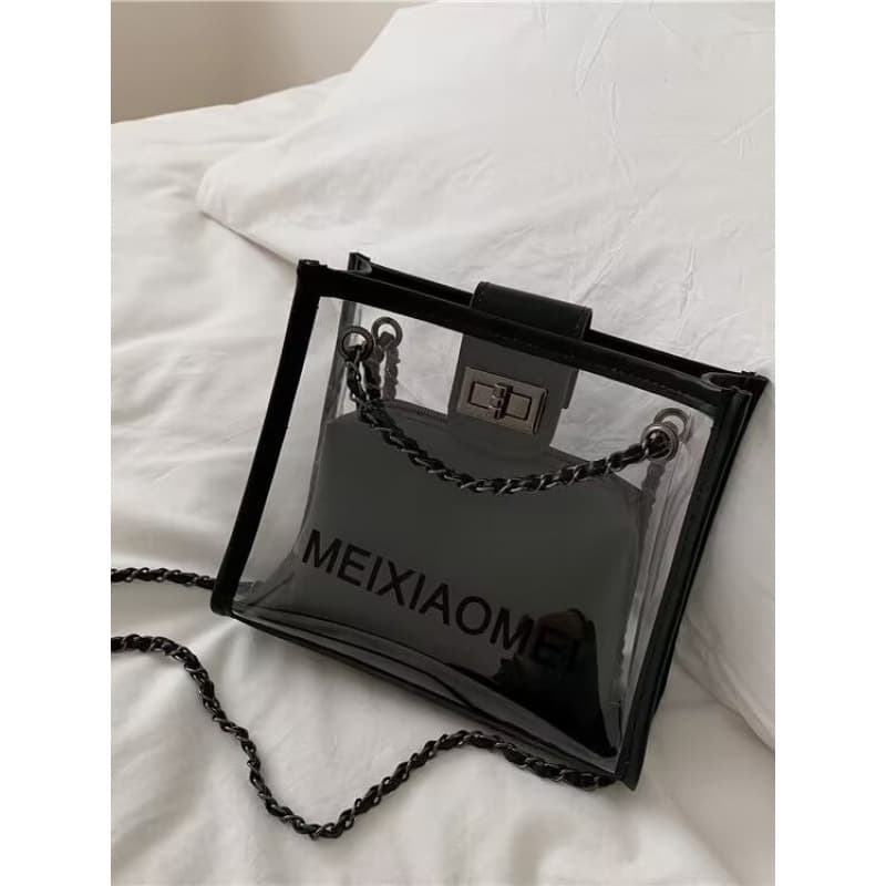 2025 New Viral Ins Small Bag Women's Bag Trendy Korean Style Versatile Shoulder Bag Fashion Transparent Chain Crossbody Bag