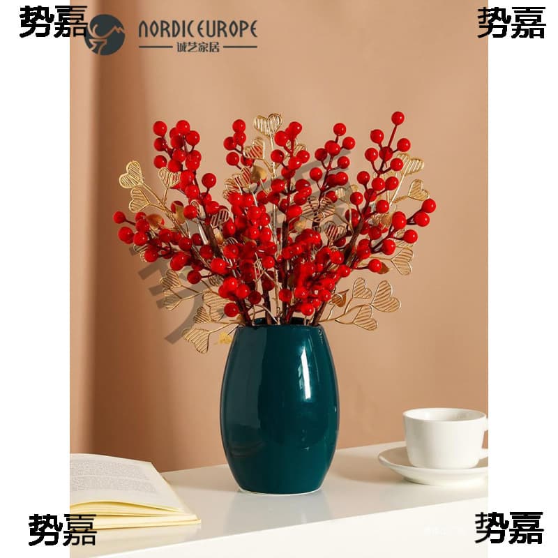 Fortune Fruit Red Berry Artificial Flowers Simulation Flower Arrangement for Living Room Dining Table Decoration New Year Wedding Ornament
