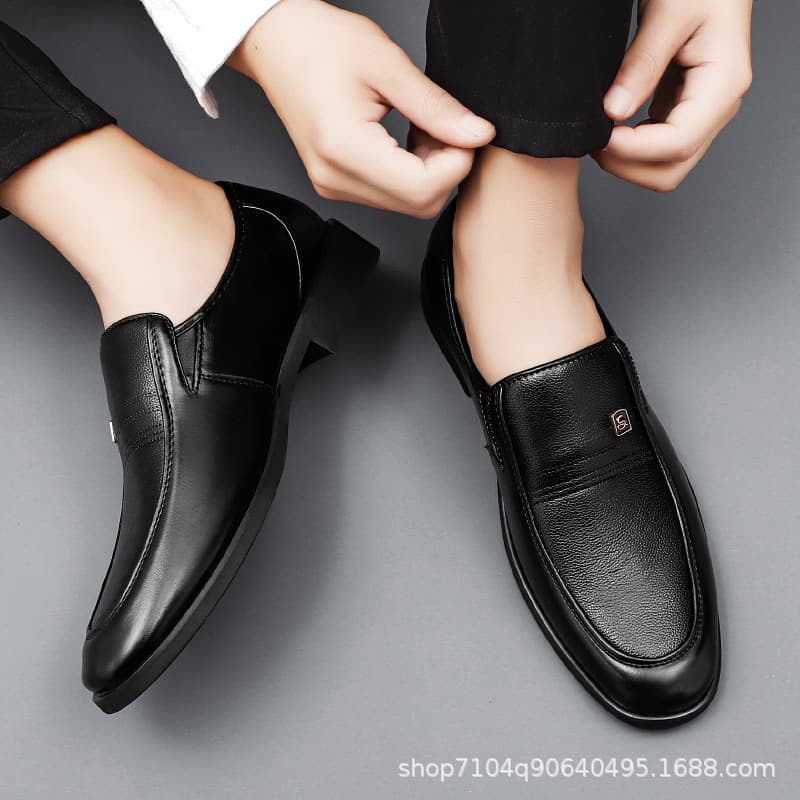 Men's Casual Leather Shoes for Spring and Autumn, Soft-Soled Korean-Style Business Leather Shoes for Work and Daily Wear
