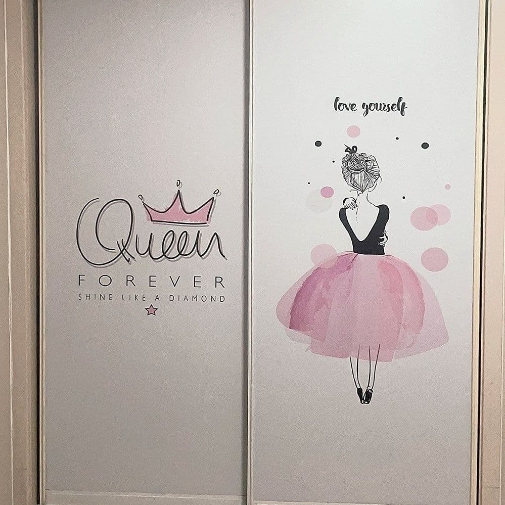 Minimalist children's room wardrobe sliding door film, self-adhesive high-end decal for old furniture renewal.