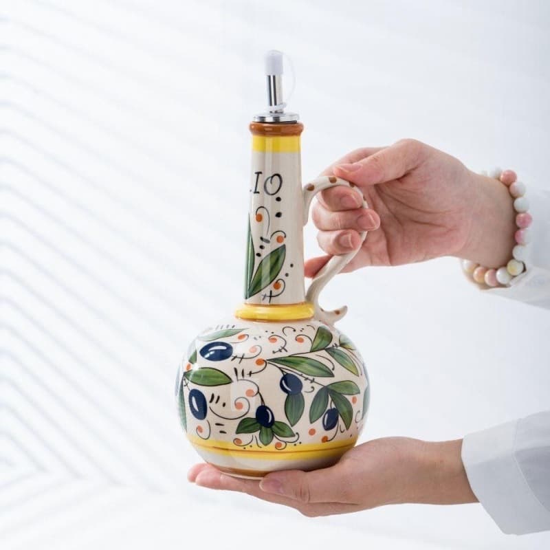 Export to Italy Underglaze Ceramic Olive Oil Bottle Vinegar Bottle Kitchen Condiment Bottle Artistic Kitchen None