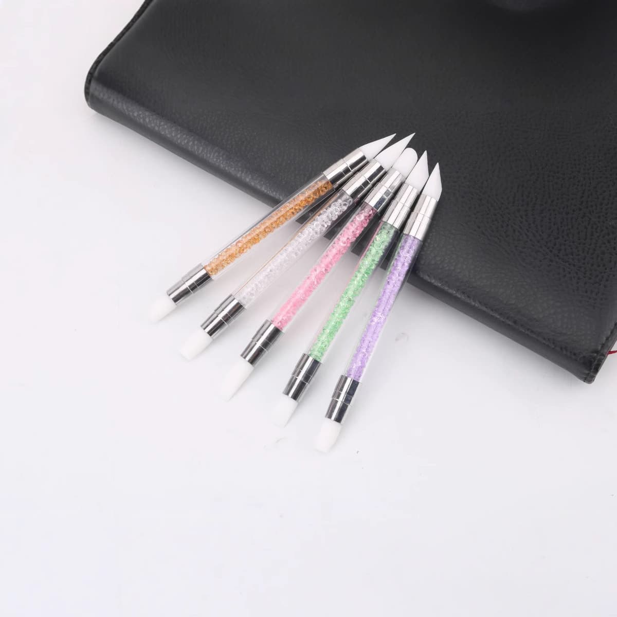 Nail art pen, double-ended silicone manicure pen, silicone pen with diamond, various sets, silicone pen with diamond, manicure tools