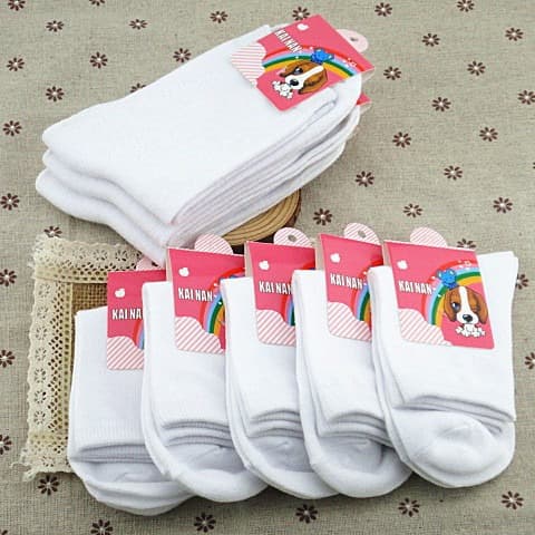 Children's White Cotton Socks Summer Student Socks Breathable Sweat-Absorbing Boys Girls